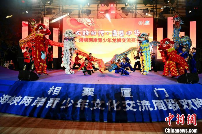 兩岸青少年同臺(tái)呈現(xiàn)龍獅表演?！⊥鯑|明 攝
