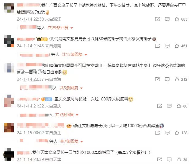 各地網(wǎng)友開始花式比拼文旅局長(zhǎng)。 截圖自微博。