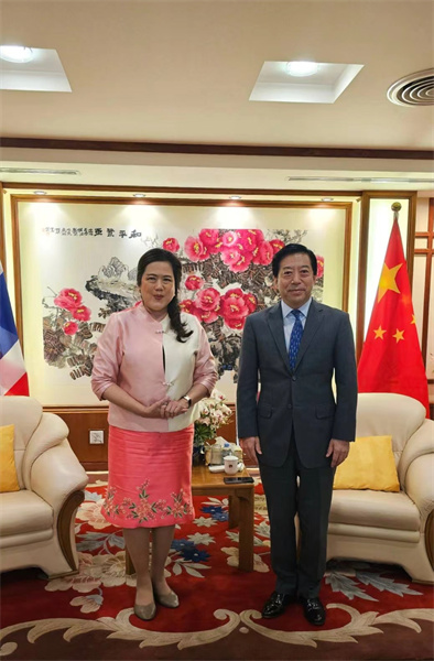 中國駐泰國大使會見泰國民聯(lián)廳候任廳長。中國駐泰國大使館供圖