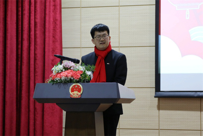 中國駐阿爾及利亞大使李健致辭。中國駐阿爾及利亞大使館供圖