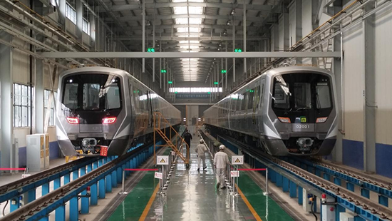 石家莊地鐵二號線列車。 中車齊車集團石家莊公司供圖