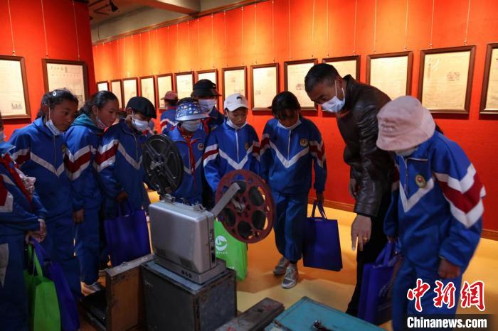 資料圖為玉樹市第四完小學(xué)生參觀鑄牢中華民族共同體意識主題展?！『F龍 攝