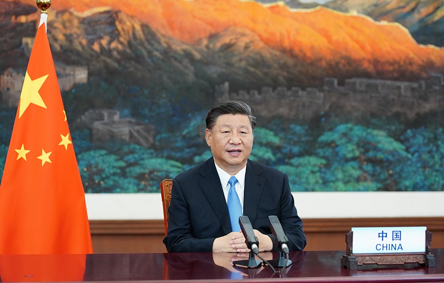 2020年9月22日，國家主席習(xí)近平在第七十五屆聯(lián)合國大會(huì)一般性辯論上發(fā)表重要講話。新華社記者 鞠鵬 攝