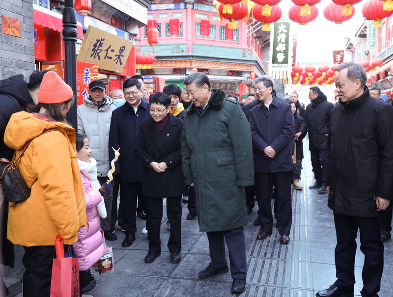 2024年2月1日，習近平總書記在天津古文化街考察。