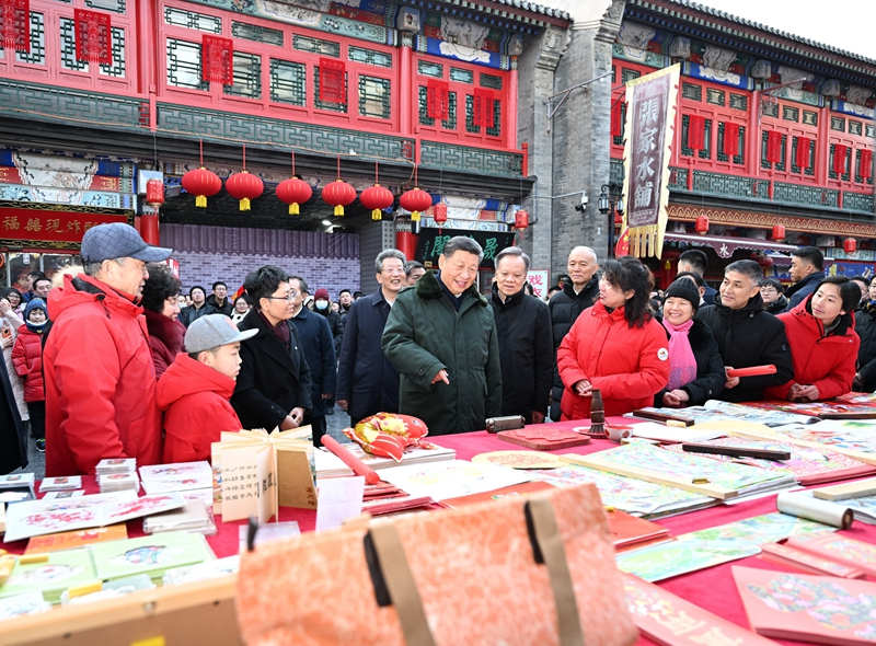 2024年2月1日，習(xí)近平總書記在天津古文化街考察。