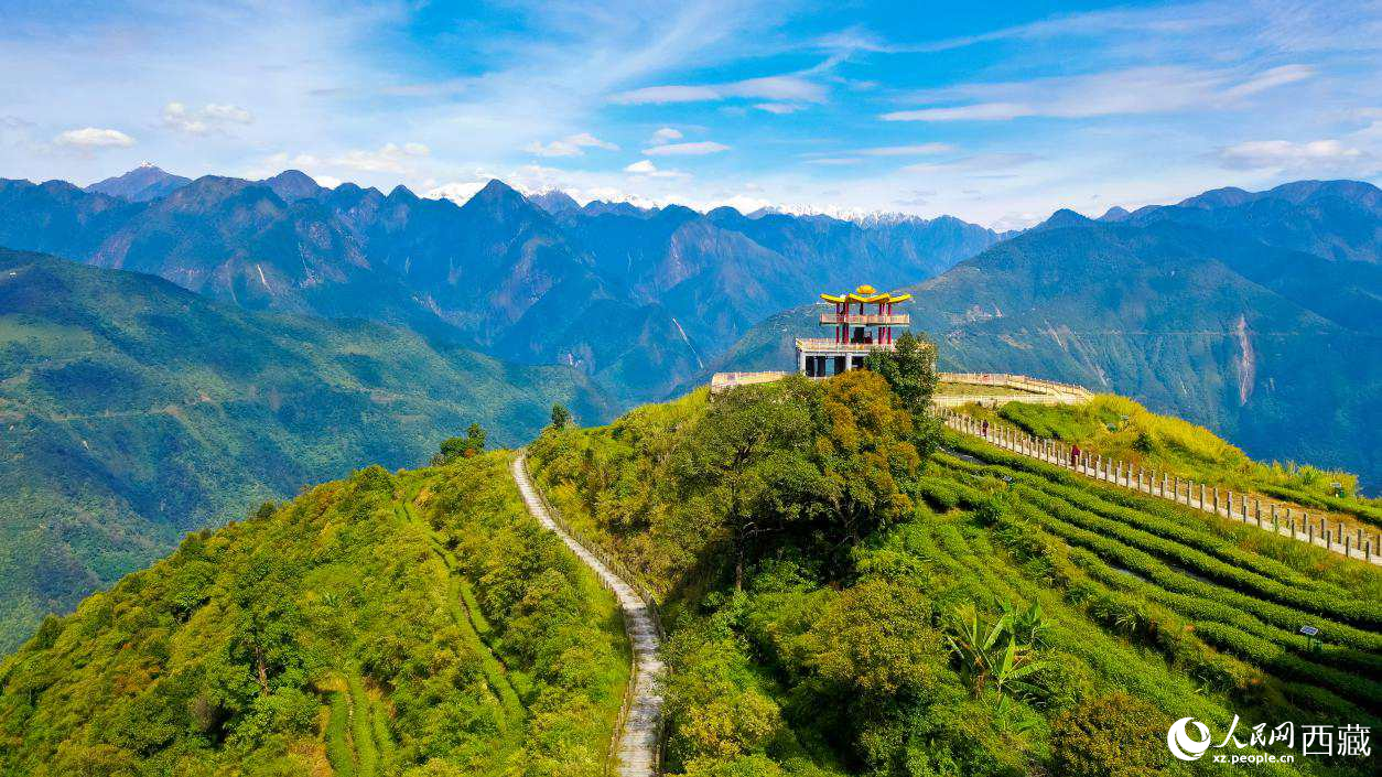 無人機(jī)航拍墨脫縣格林村蓮花觀景臺(tái)。人民網(wǎng)記者 次仁羅布攝
